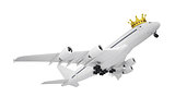 White airplane with the crown