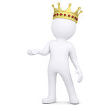 3d white man with a crown raised his hand