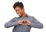 woman and heart sign