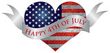 Happy 4th of July Heart with Scroll
