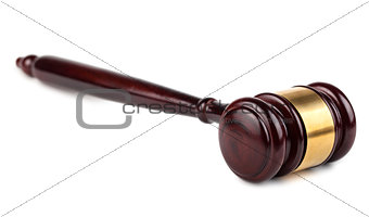 Brown wooden auction or judges gavel