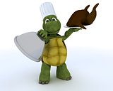 tortoise chef with a chicken