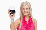 Blonde holding a glass of wine