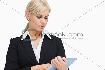 Businesswoman holding a tablet computer