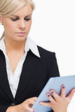 Businesswoman holding a tablet