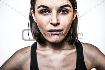 girl with unhappy expression