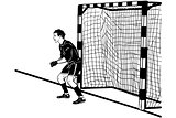 athlete football goalkeeper protects the gate