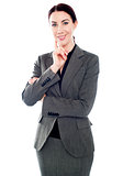 Gorgeous portrait of smiling successful business lady