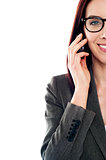 Cropped image of a lady using a mobile phone