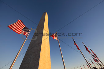 Washington Monument and US Flag