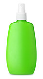 Green spray bottle isolated on white