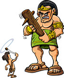 Cartoon David and Goliath