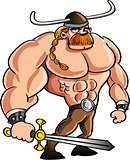 Viking cartoon with a big sword