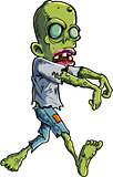 Cartoon stalking zombie writ ripped clothes