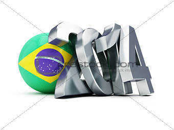 Brazilian football 2014 on a white background