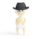 child in a hat mafia 3d Illustrations on a white background