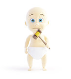 child with a hammer judge 3d Illustrations on a white background