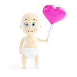 baby love balloon heart 3d Illustrations on a white background