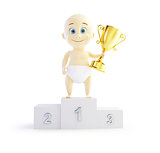 baby trophy cup 3d Illustrations on a white background