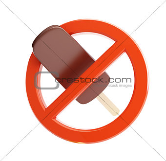 sign ban on ice cream 3d Illustrations on a white background