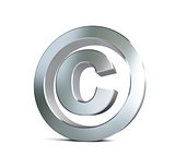 metal copyright sign 3d Illustrations on a white background