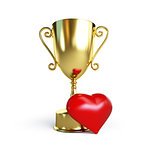 trophy cup heart 3d Illustrations on a white background