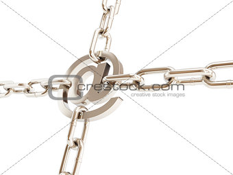 email symbol chains metal on a white background