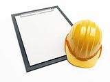 construction helmet form on a white background