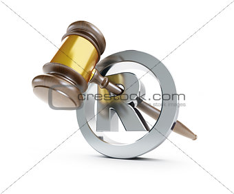 gavel registered trademark sign 3d Illustrations on a white background