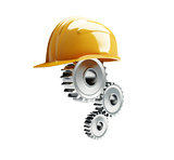machine gear construction helmet on a white background