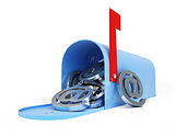 mailbox e-mail, email, spam 3d Illustrations on a white backgrou