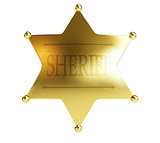 gold sheriff's badge on a white background