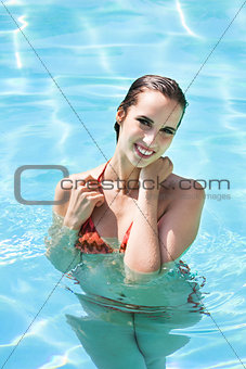 Happy woman in water