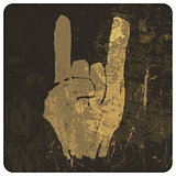 Grunge "rock on" gesture. Vector