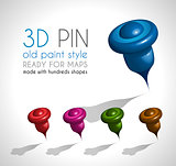 3d Style pin made wit a lot of shapes and in 5 different colors. 
