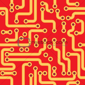 Vector seamless texture - red circuit board