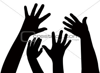 playing children hands silhouette, vector