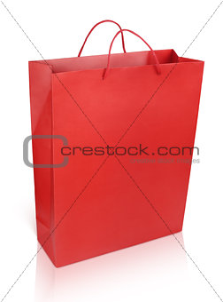 Red shopping bag on white