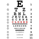 Optical eye test with closed message