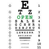 Optical eye test with open message