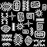 White African motifs set over black background
