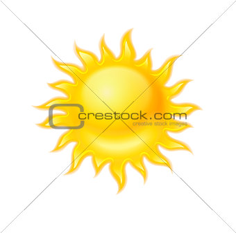 Hot yellow sun icon isolated