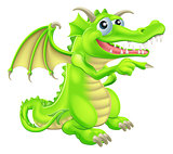Cartoon Dragon Mascot Pointing