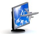 Passenger plane flies out of your computer screen