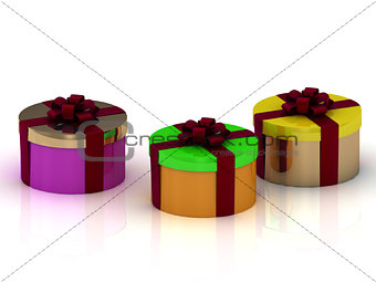 Round colorful gift boxes