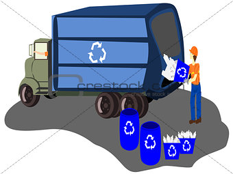 recycle truck with workers