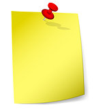 Yellow sticky note with pin