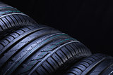 New automobile tires closeup