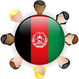 Afghanistan Flag Button Teamwork People Group