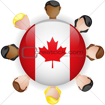Canada Flag Button Teamwork People Group